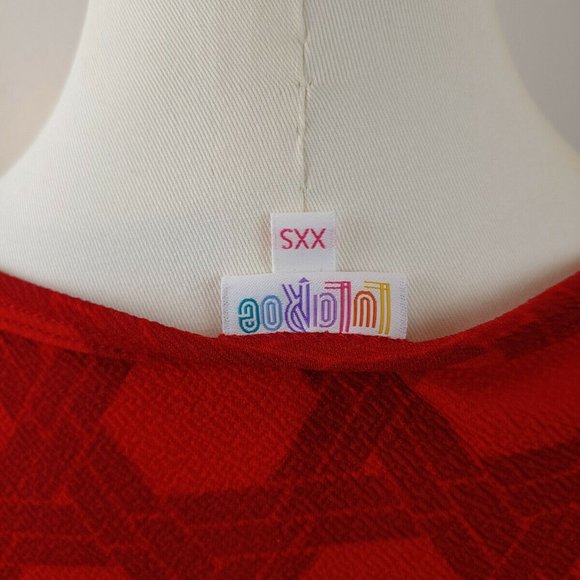LuLaRoe Fit and Flare Dress Geometric Print Casual Red Dress Size XXS‎ R4 - Picture 6 of 6